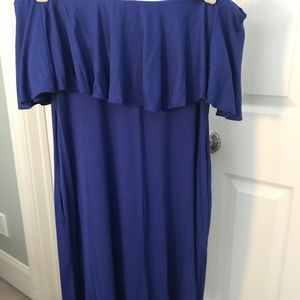 Blue off-shoulder Hourglass Lilly dress